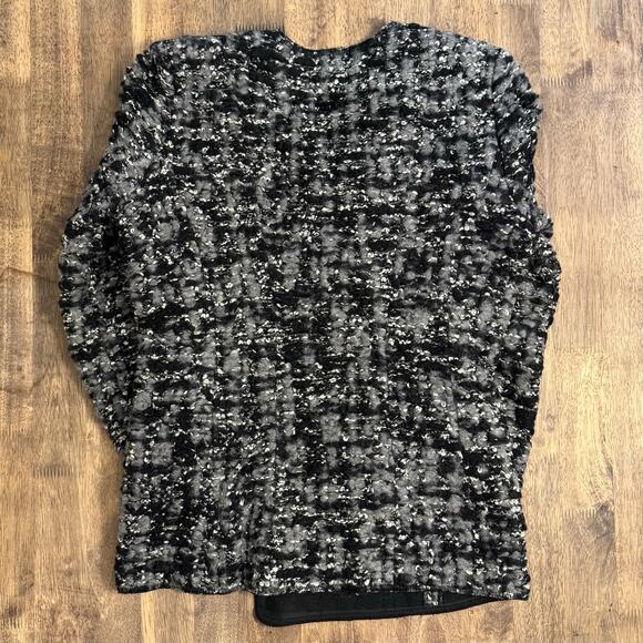 Club Monaco Lilias Boucle Wool Blend Blazer Sweater Gray Black Women’s Size 10 - Picture 9 of 9
